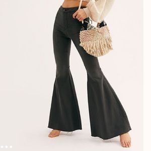 Black free people super flare jeans